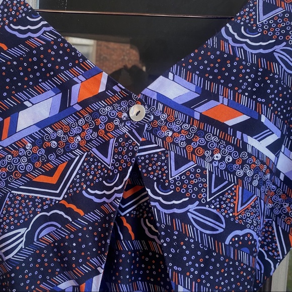 RARE Porridge Anthropologie Button-Back Graphic Print Open Back Wrap Midi Dress - Picture 6 of 9